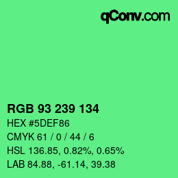 Color code: RGB 93 239 134 | qconv.com