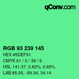 Color code: RGB 93 239 145 | qconv.com