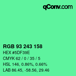 Color code: RGB 93 243 158 | qconv.com