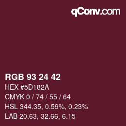 カラーコード: RGB 93 24 42 | qconv.com