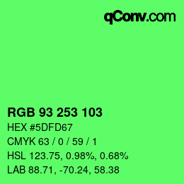Color code: RGB 93 253 103 | qconv.com