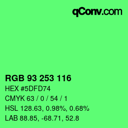 Color code: RGB 93 253 116 | qconv.com