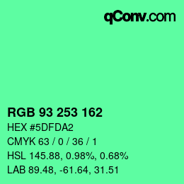 カラーコード: RGB 93 253 162 | qconv.com