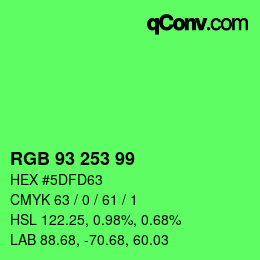 颜色代码: RGB 93 253 99 | qconv.com