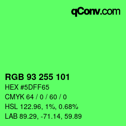 Código de color: RGB 93 255 101 | qconv.com