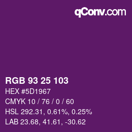 Color code: RGB 93 25 103 | qconv.com