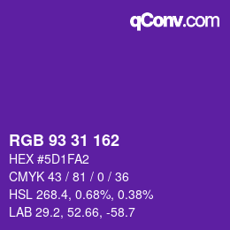 Color code: RGB 93 31 162 | qconv.com
