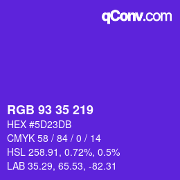 Código de color: RGB 93 35 219 | qconv.com