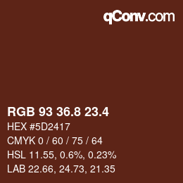 カラーコード: RGB 93 36.8 23.4 | qconv.com