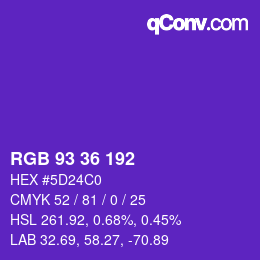 カラーコード: RGB 93 36 192 | qconv.com