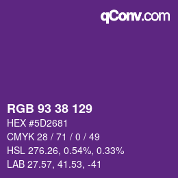 Color code: RGB 93 38 129 | qconv.com