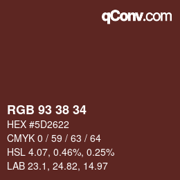 颜色代码: RGB 93 38 34 | qconv.com