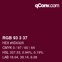 Color code: RGB 93 3 37 | qconv.com
