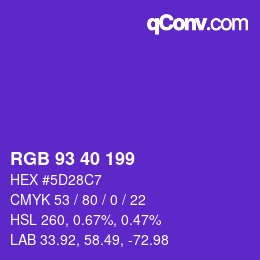Color code: RGB 93 40 199 | qconv.com