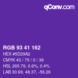 カラーコード: RGB 93 41 162 | qconv.com