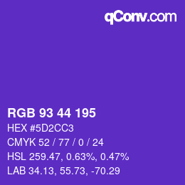 颜色代码: RGB 93 44 195 | qconv.com