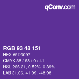 Color code: RGB 93 48 151 | qconv.com