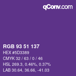 Color code: RGB 93 51 137 | qconv.com