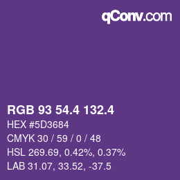 カラーコード: RGB 93 54.4 132.4 | qconv.com