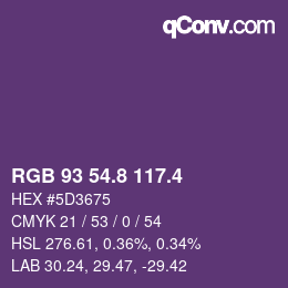 カラーコード: RGB 93 54.8 117.4 | qconv.com
