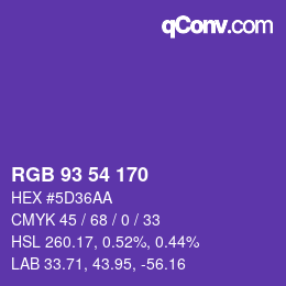 Color code: RGB 93 54 170 | qconv.com
