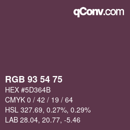 カラーコード: RGB 93 54 75 | qconv.com