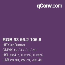 カラーコード: RGB 93 56.2 105.6 | qconv.com