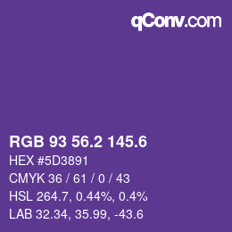 カラーコード: RGB 93 56.2 145.6 | qconv.com
