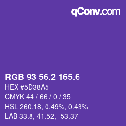 カラーコード: RGB 93 56.2 165.6 | qconv.com