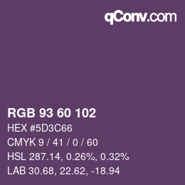 カラーコード: RGB 93 60 102 | qconv.com