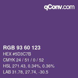 Color code: RGB 93 60 123 | qconv.com