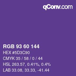 颜色代码: RGB 93 60 144 | qconv.com