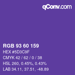 颜色代码: RGB 93 60 159 | qconv.com