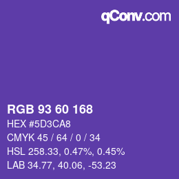 カラーコード: RGB 93 60 168 | qconv.com