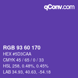 颜色代码: RGB 93 60 170 | qconv.com