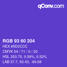 カラーコード: RGB 93 60 204 | qconv.com