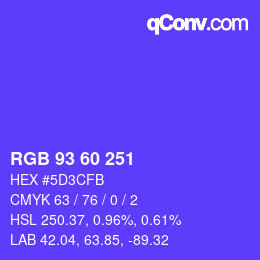 颜色代码: RGB 93 60 251 | qconv.com