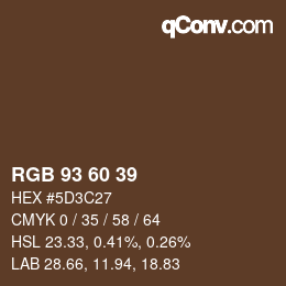 Color code: RGB 93 60 39 | qconv.com