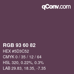 カラーコード: RGB 93 60 82 | qconv.com