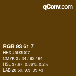 Color code: RGB 93 61 7 | qconv.com