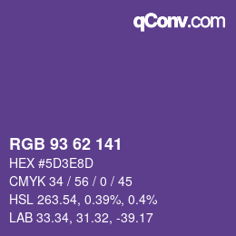 カラーコード: RGB 93 62 141 | qconv.com