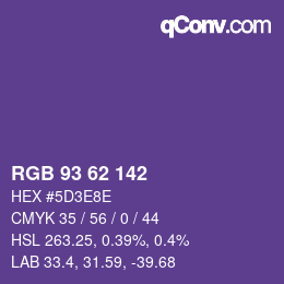 Color code: RGB 93 62 142 | qconv.com