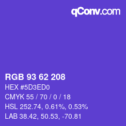 カラーコード: RGB 93 62 208 | qconv.com