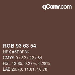 Farbcode: RGB 93 63 54 | qconv.com