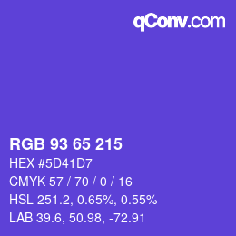 カラーコード: RGB 93 65 215 | qconv.com
