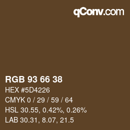 Color code: RGB 93 66 38 | qconv.com