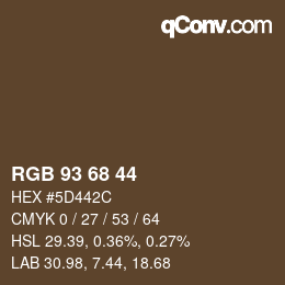 Color code: RGB 93 68 44 | qconv.com