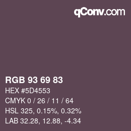 Farbcode: RGB 93 69 83 | qconv.com