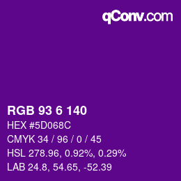 颜色代码: RGB 93 6 140 | qconv.com