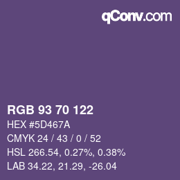 Color code: RGB 93 70 122 | qconv.com